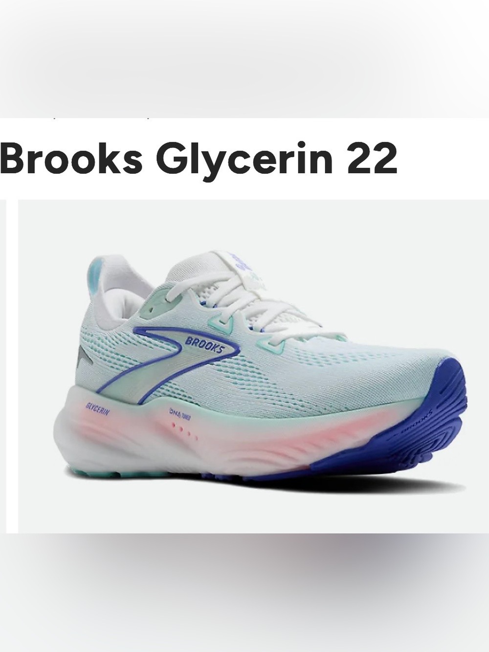 Brooks Glycerine 22 Women's White with Light Blue and Mint